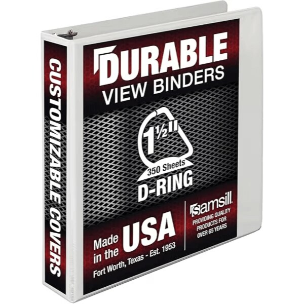 1.5 Inch Binder Durable View D-Ring White